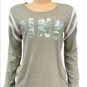 NWT VICTORIA’S SECRET PINK GREEN CAMO TOP SIZE S